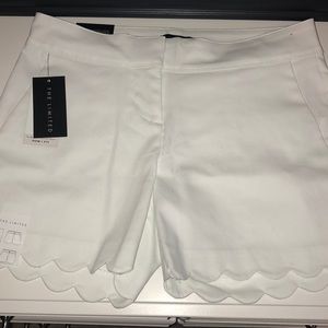 The Limited white scalloped shorts